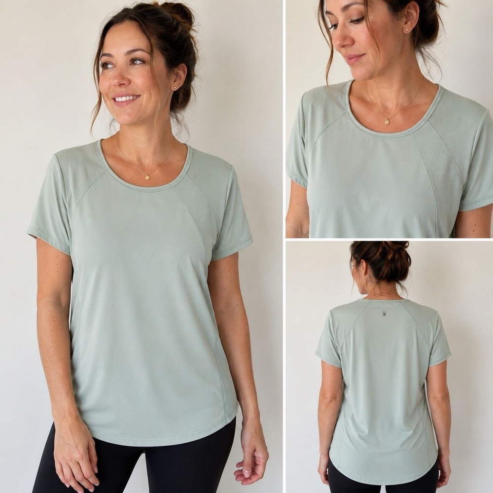 Spyder Active Women's Sage Green Short Sleeve Athletic T Shirt Top XL